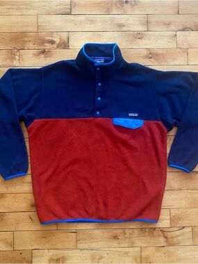 ❤️ EUC Patagonia Synchilla Fleece Pullover in Navy, Bright Blue & Red - Size XL
